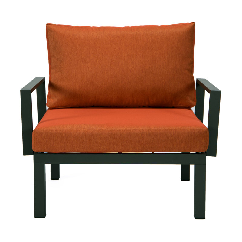 Patio Aluminum Arm Chairs With Cushions Set Of 2 Gyanni Collection, Orange