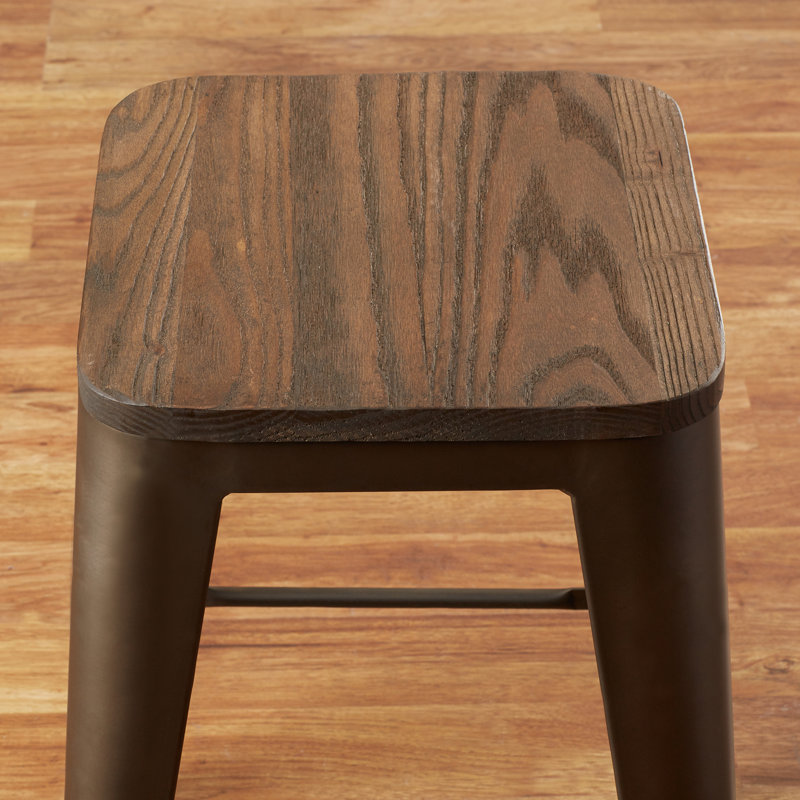 Counter Stool with Metal Frame, Black, Bar Stool (29.5" Seat Height)