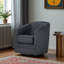 Fauteuil demi-tonneau pivotant en mélange de lin bleu marine Porter, H 27,3 po x l 29,64 po x P 28,47 po-1798278606
