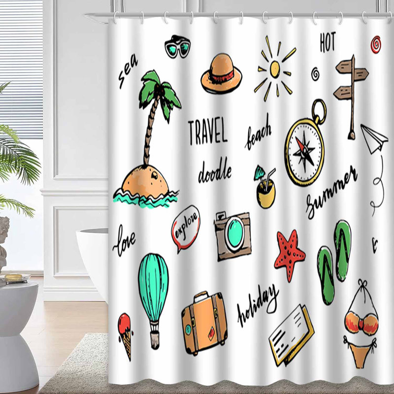 Rideau de douche imperméable avec crochets, L 72 po x l 72 po