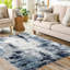 Blue Modern Shaggy Rug, Abstract Anti Slip Easy to Clean Rug For Living Room, Dining Room, Bedroom, Kitchen-899334921