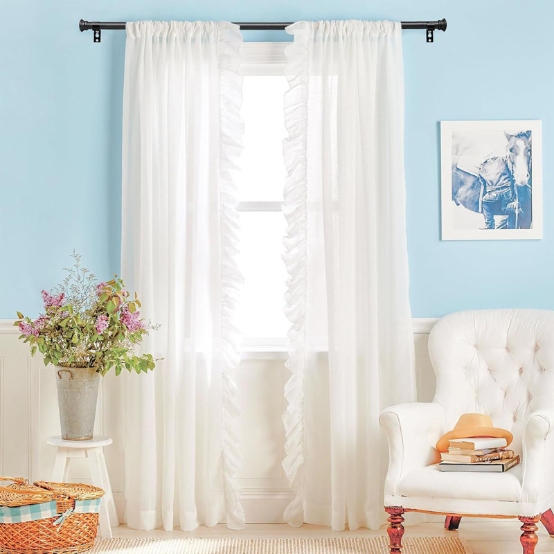 76cm Straight Tension Shower Curtain Rod & Hook Set, Matte Black