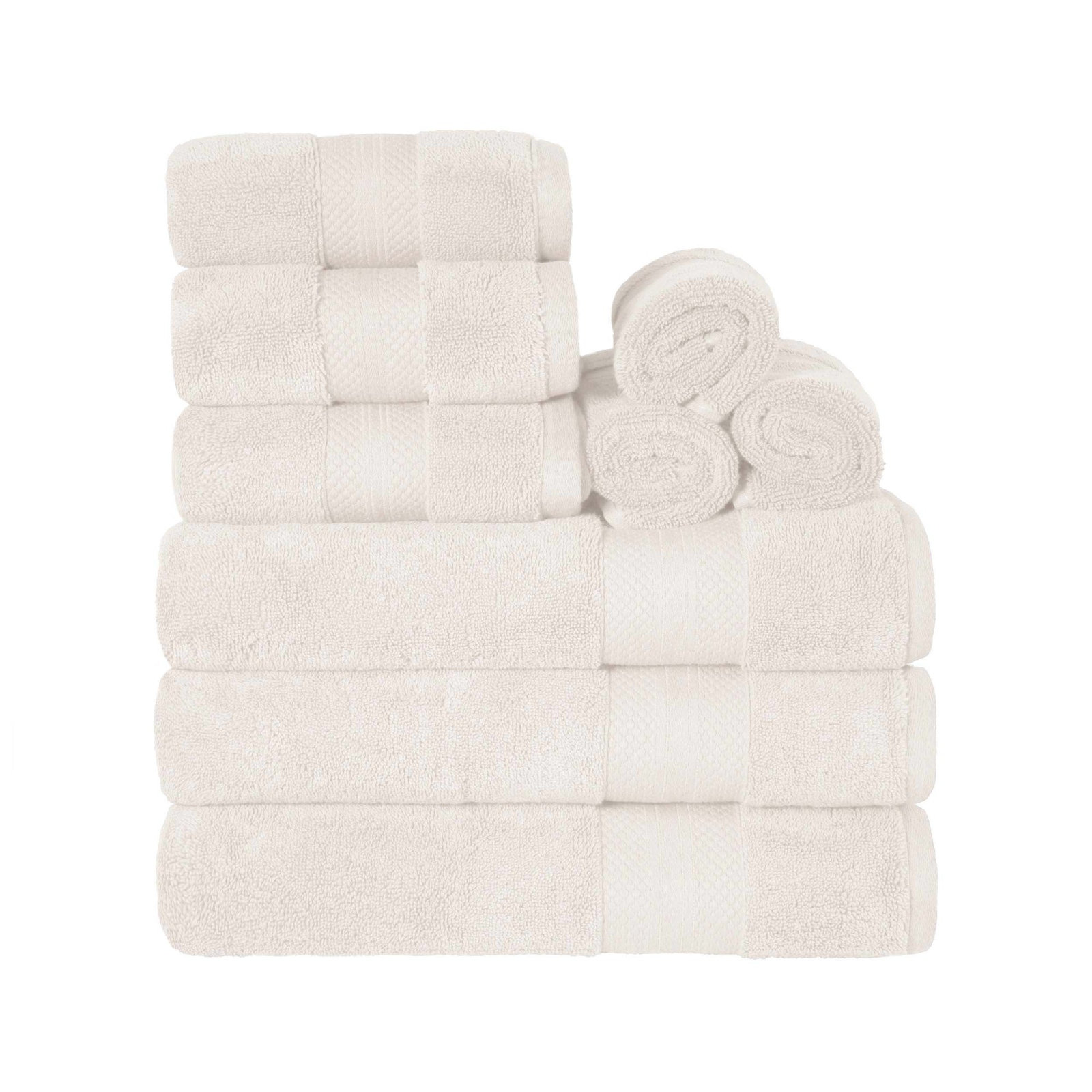 Finnian Turkish Cotton Bath Towel, Ivory, 9 Piece Towel Set