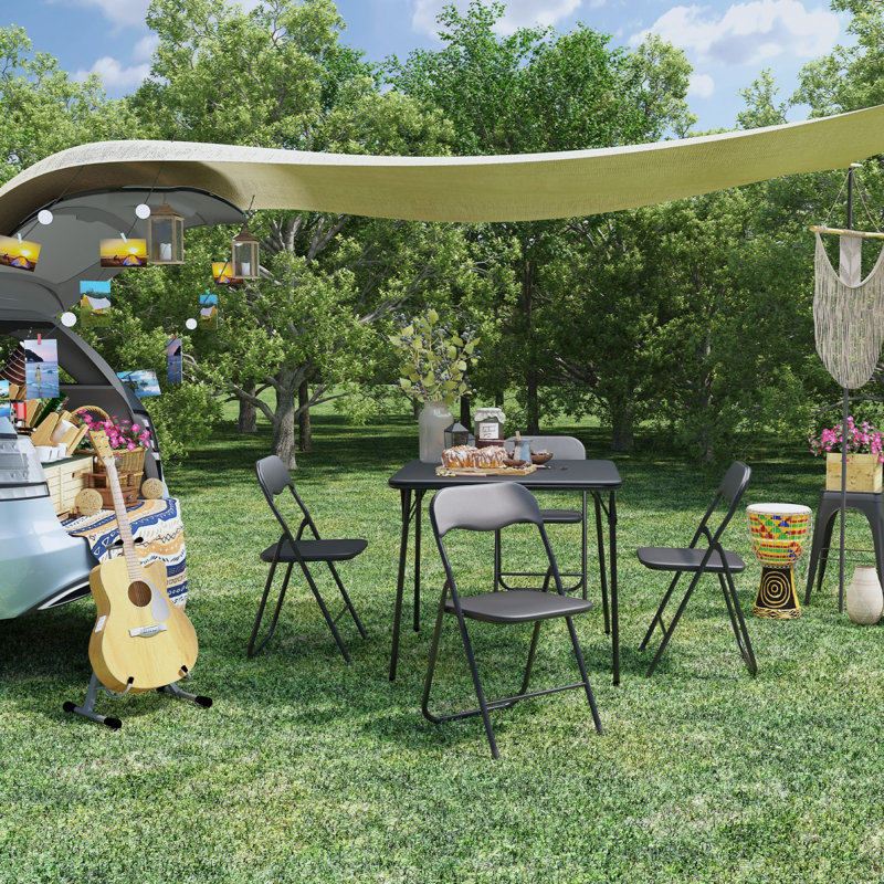 Ensemble de salle à manger 31,5 "pliable 5 pièces, 1 table pliable et 4 chaises pliantes pour un rangement facile, des pieds pliables pour économiser de l'espace pour la maison intérieure / extérieure, les fêtes, sans assemblage