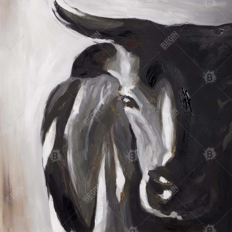 " Bull Head Closeup " Painting Print