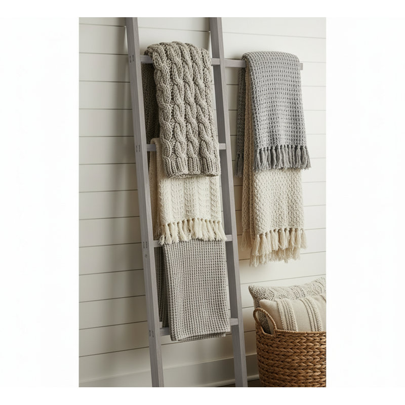 Porte-serviettes matelassé en bois rustique Farmhouse, Brun