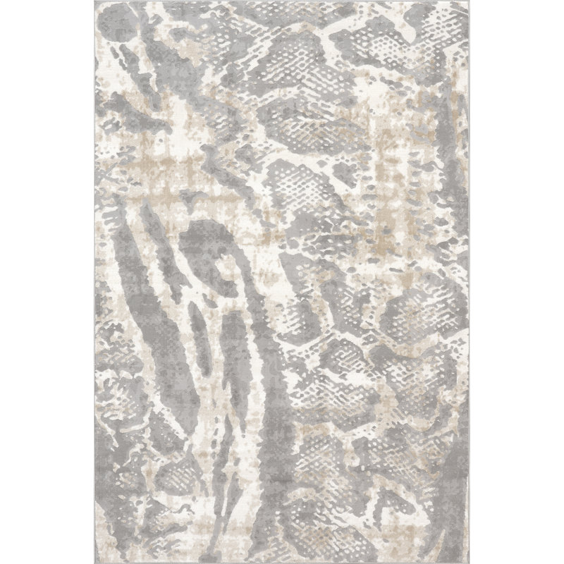 Shirley Snake Print Area Rug, Rectangle 4' x 6'