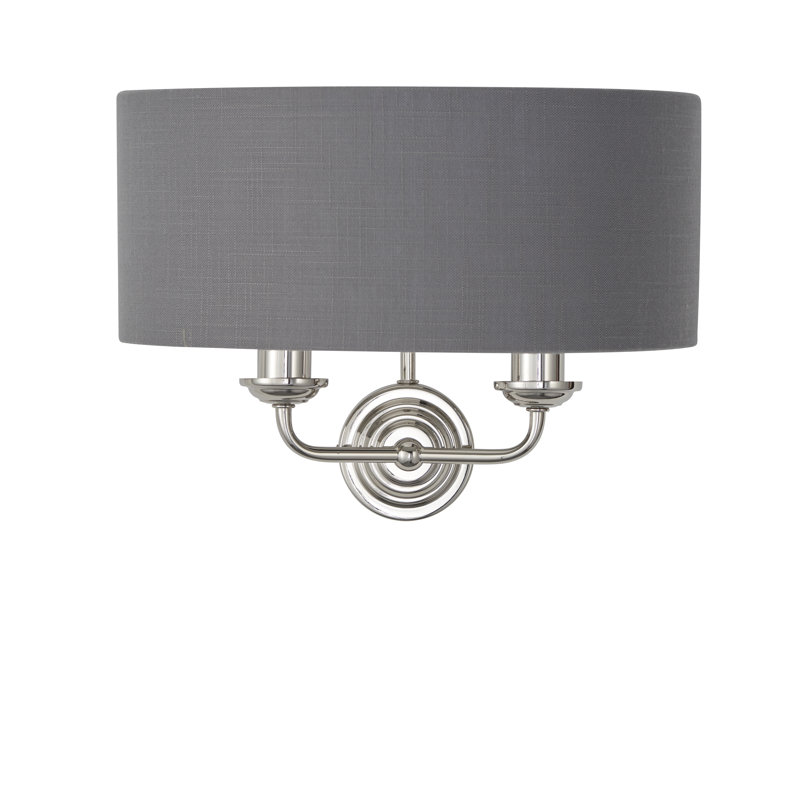 Landover Armed Sconce, Bright Nickel, Charcoal