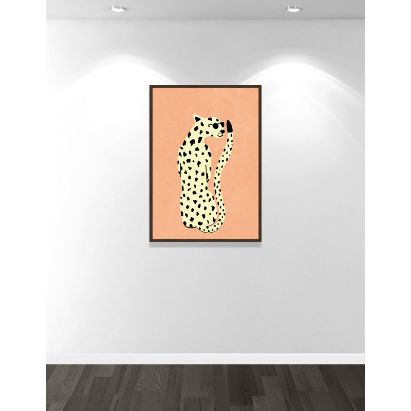 Motif de guépard «Cool» par Oltmanns, Grain de bois noyer, L 29,5 po x H 41,5 po, Framed Print