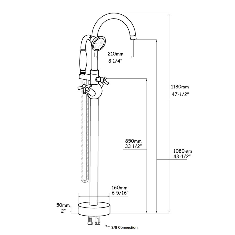 Freestanding Metal Bathtub Faucet With Hand Shower - Corrosion Resistance, Bathroom Charisma In Brushed Nickel