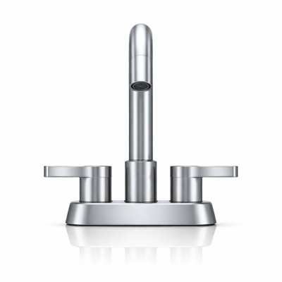 Modern High Arc Centerset Bathroom Faucet With Pop-up Drain & Supply Lines, 2-handle 360° Swivel Spout, Brushed Nickel