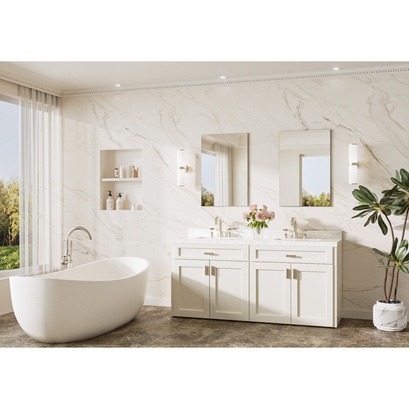Miroir de salle de bain moderne et contemporain sans cadre, Rectangulaire, 30 po x 20 po