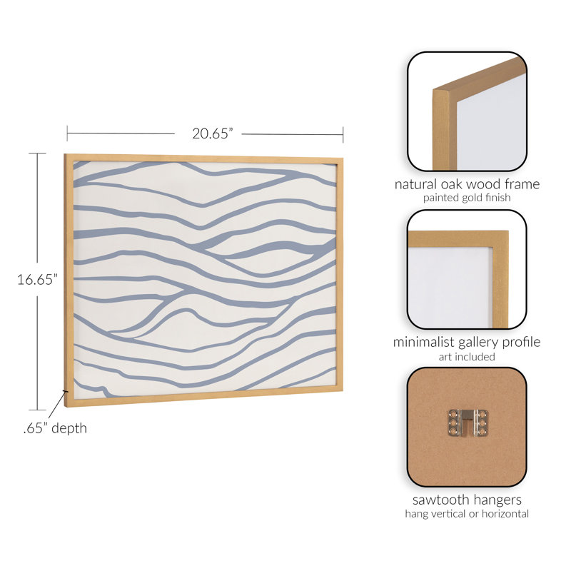 Simple Elegant Coastal Waves by The Creative Bunch Studio Framed Wall Art Print, Gold Framed, 20.65" H x 16.65" W