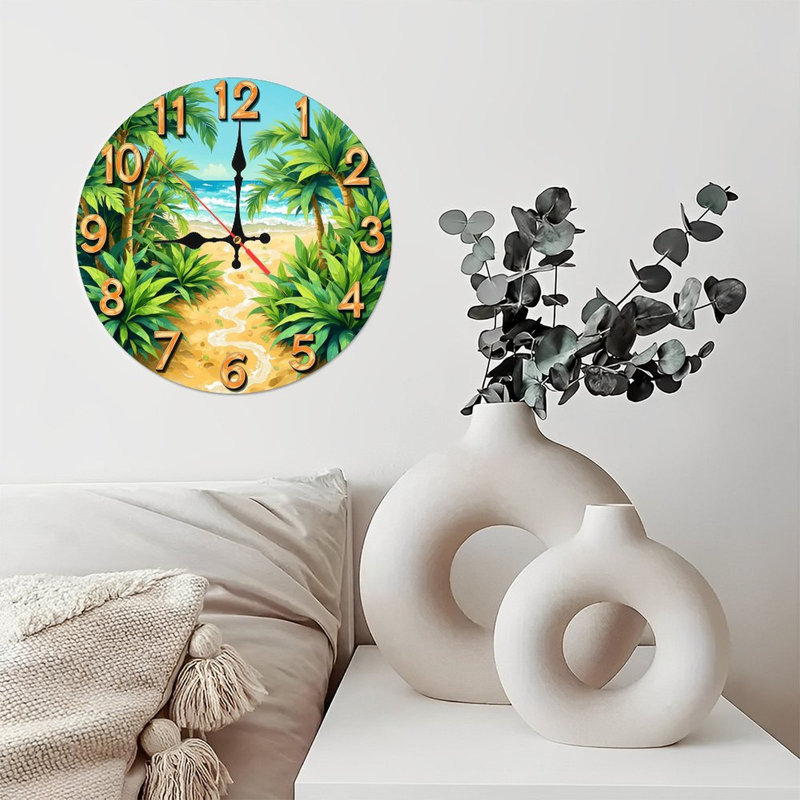 Horloge murale plage tropicale