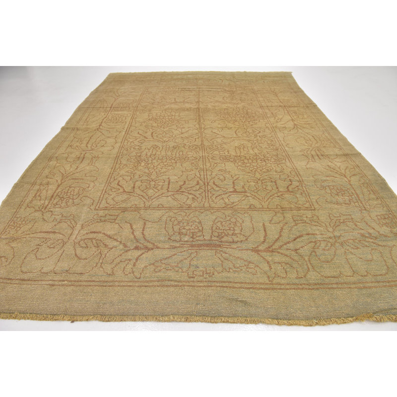 Tapis zone en laine brun/brun 9 pi x 13 po one-of-kind noué la main Mehdi