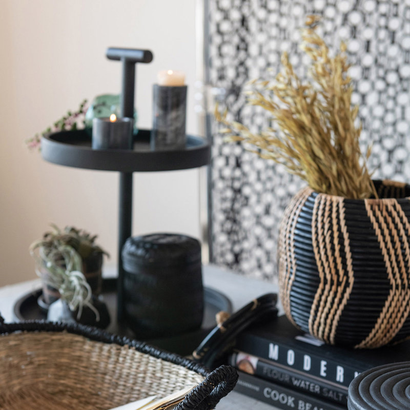 Panier de rangement décoratif en rotin tressé à la main avec couvercle