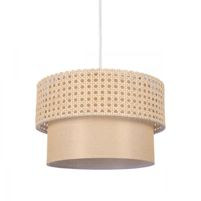 Lustre élégant en rotin, beige, 11,8 po de diamètre x 7,9 po de hauteur | 100% rotin naturel, douille E27, 40 W maximum | Parfait pour le salon, la salle à manger et le vestibule, solution d'éclairage élégante et écologique