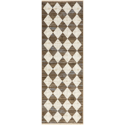 Kimara Checkered Fringe Area Rug