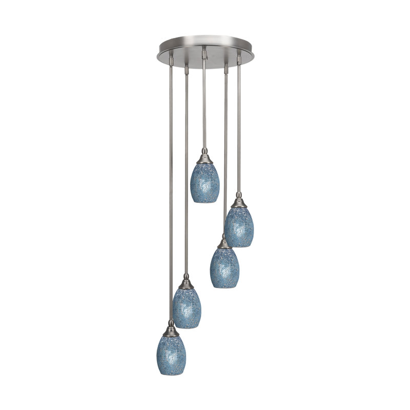 Luminaire suspendu suspendu grappe 5 lumières Aleily, Nickel brossé