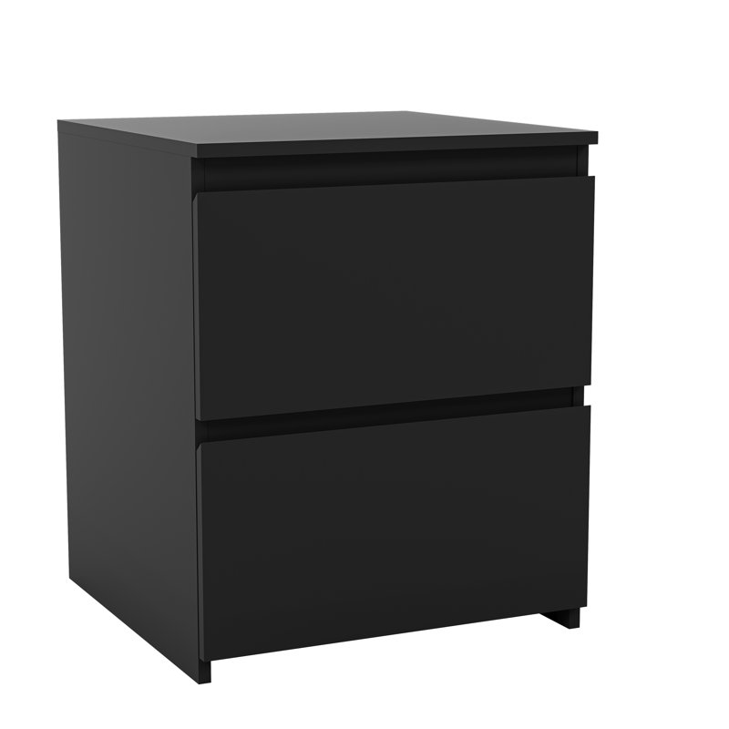 Cunha 2 - Drawer Large Bedside Cabinet Bedroom Furniture, Black