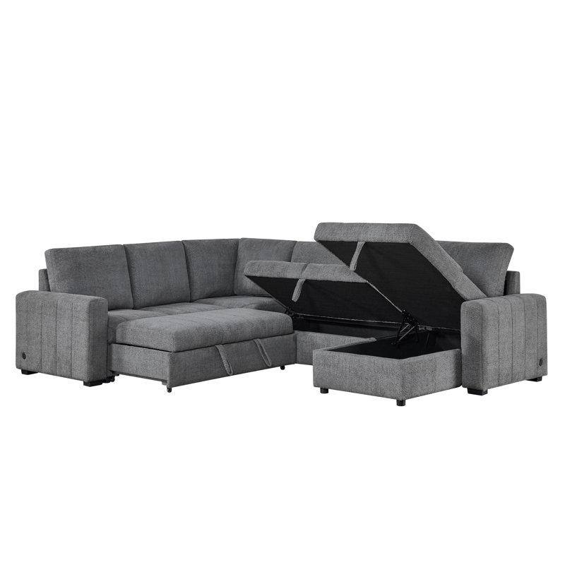 Upholstered Reclining U-Shaped Sectional Reversible