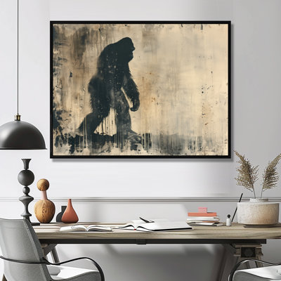 «Black Beige Shadow Silhouette Bigfoot», impression d'art mural Bigfoot