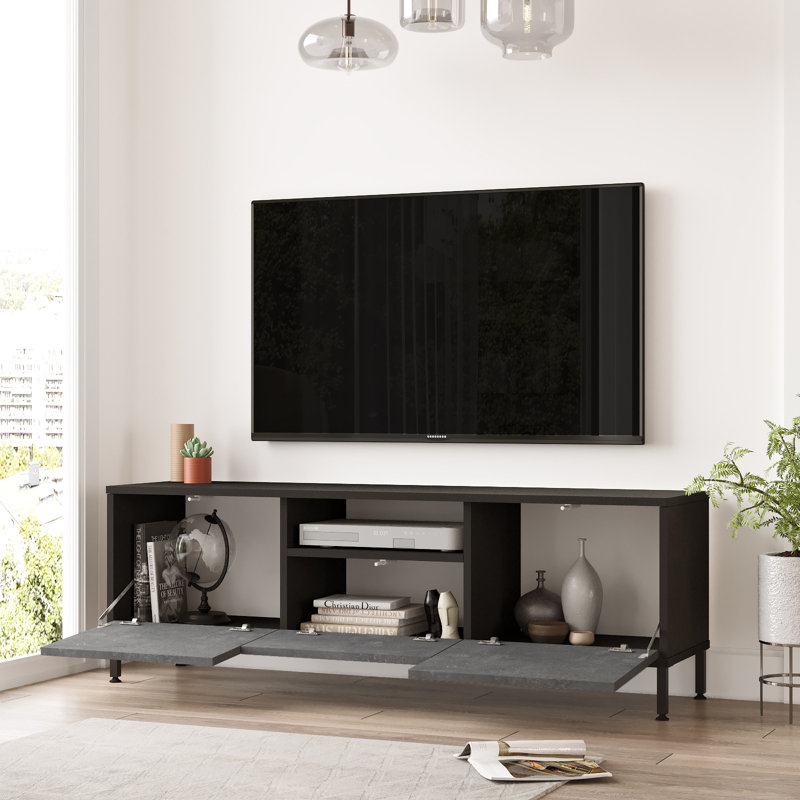 Meuble télé pour téléviseur de 50 po ou moins Derrich, Argent / noir