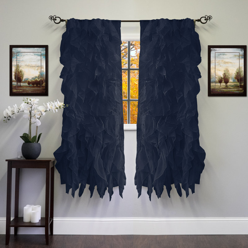 Fulda Semi Sheer Curtain Single Panel, 50" W x 63" L, Navy