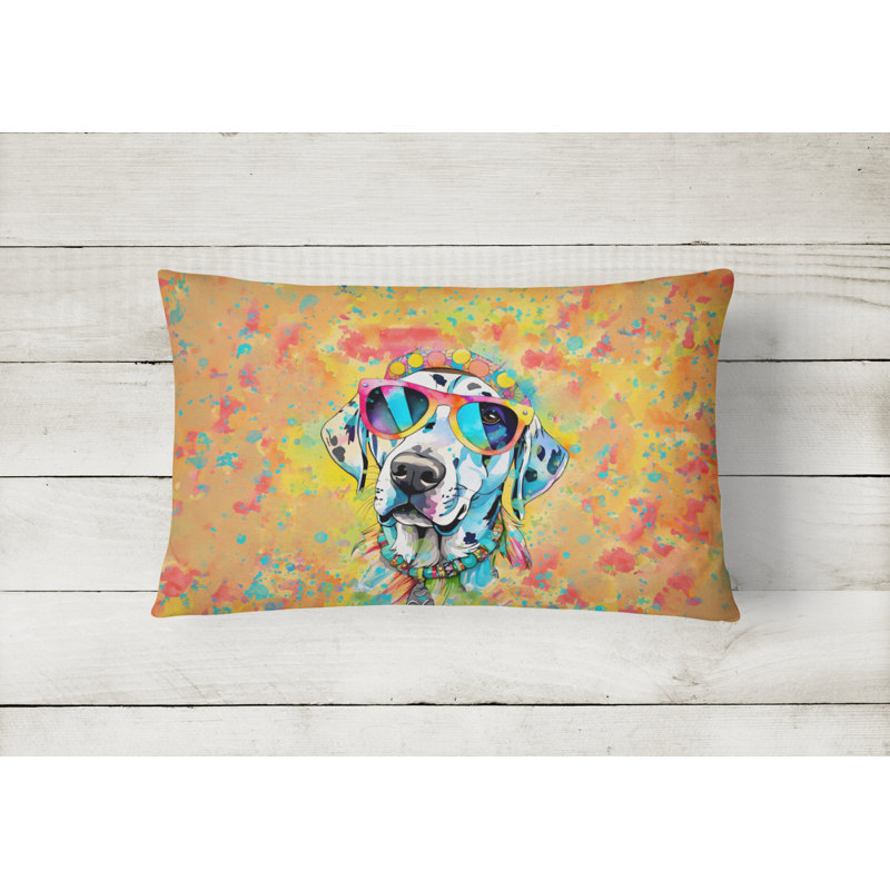 Dalmatian Hippie Dawg Fabric Decorative Pillow