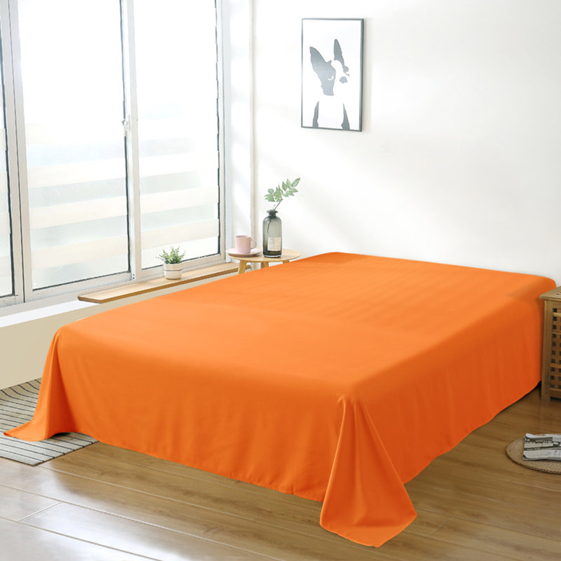 Drap plat en microfibre , Orange, Drap plat de taille double