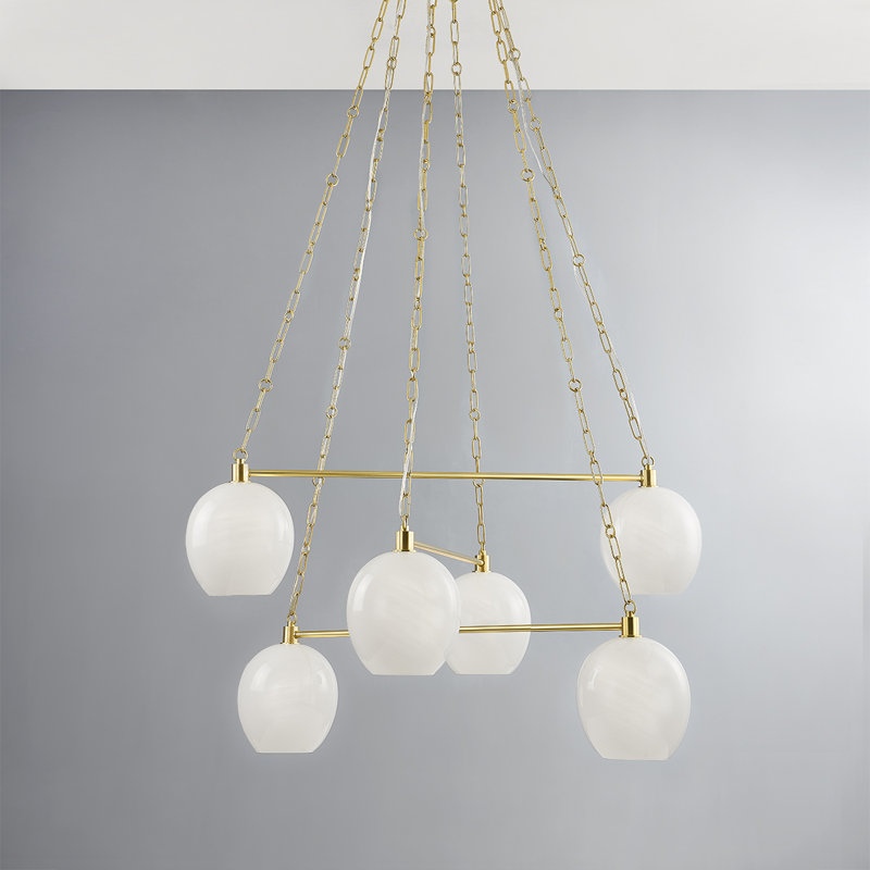 Lustre 6 lumières Park, Laiton vieilli