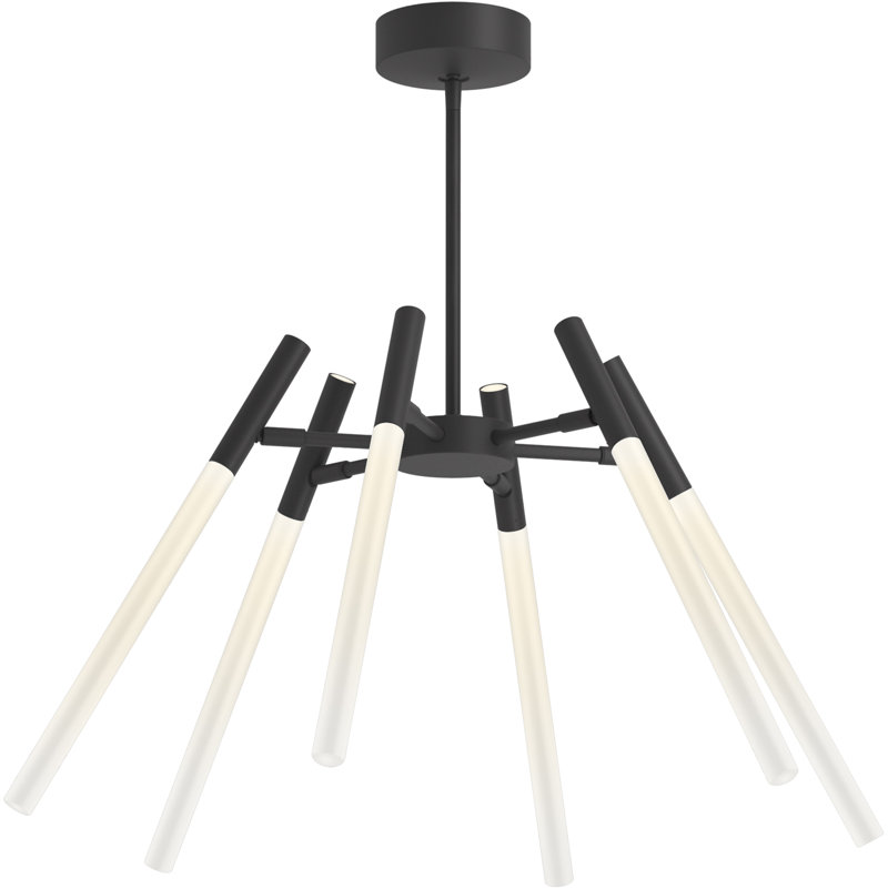 8 - Light Unique / Statement Modern Linear LED Chandelier, Matte Black