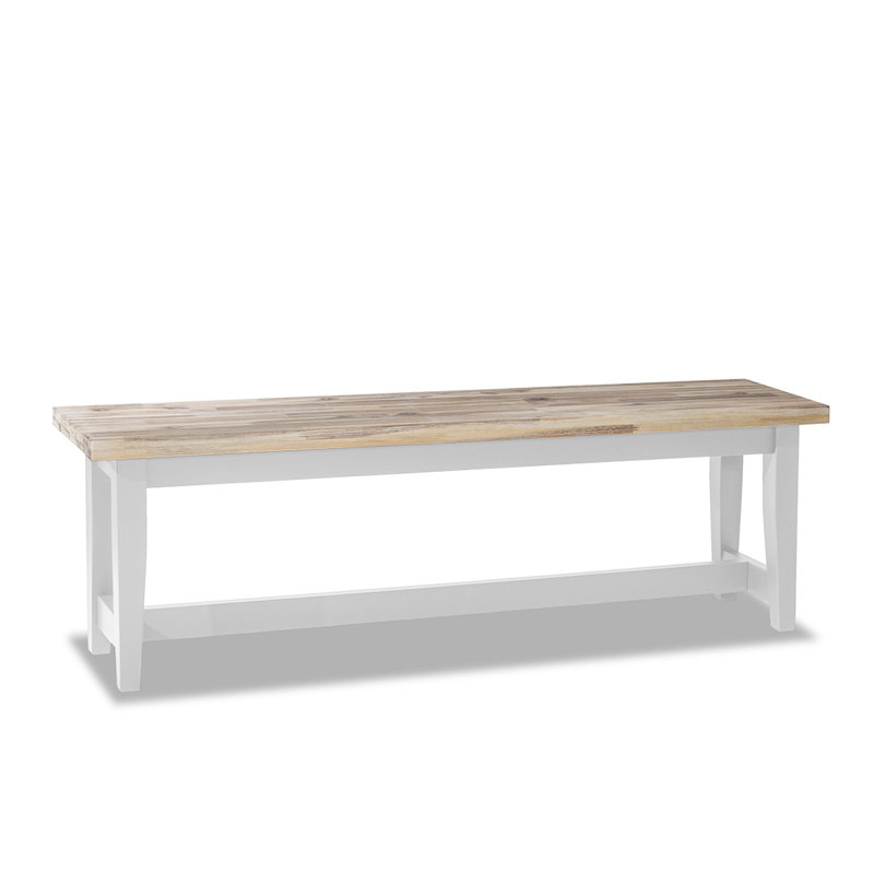 Doria Solid Wood Bench, H44.8 x W140 x D32cm, White