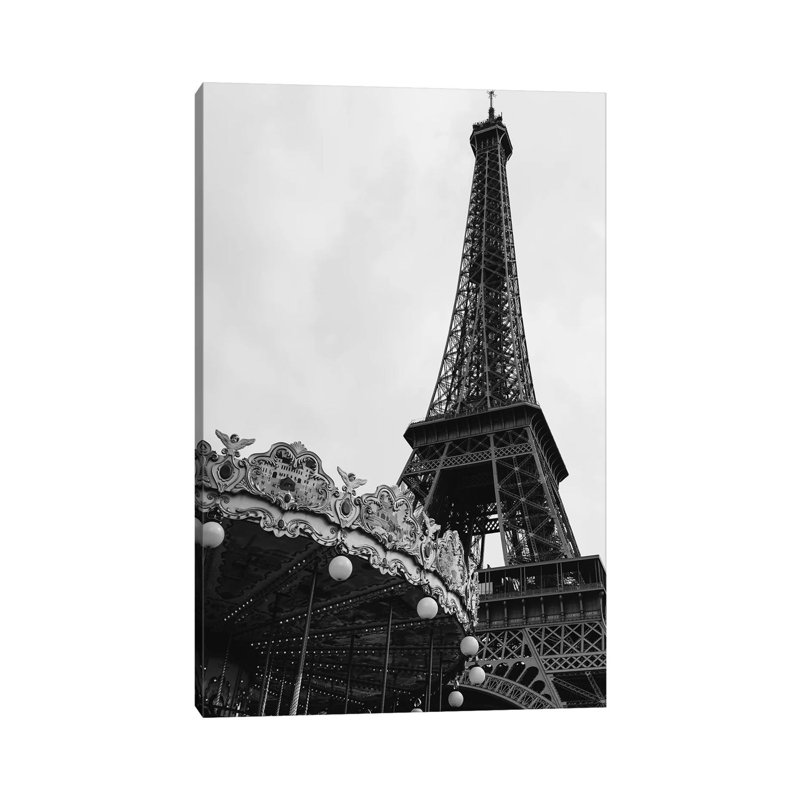 Eiffel Tower Carousel III by Bethany Young - Print on Canvas, 30.48cm H x 20.32cm W x 1.91cm D, Wrapped Canvas