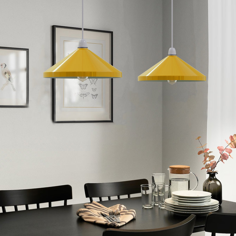 19cm H Metal Cone Lamp Shade ( Screw On ), Yellow
