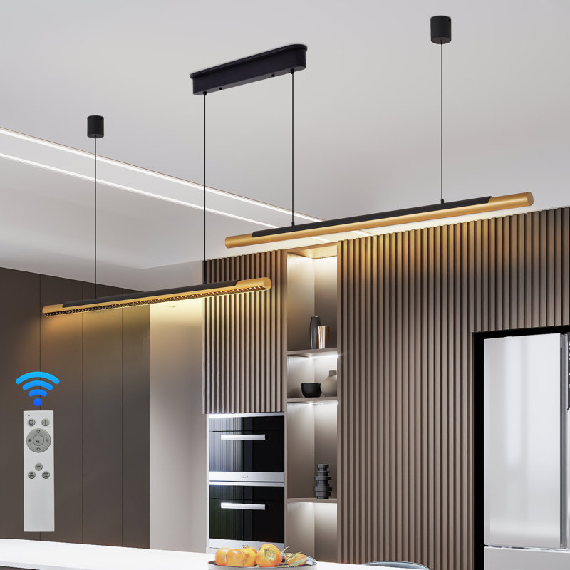 Luminaire suspendu linéaire moderne à DEL à intensité variable avec lustre à DEL réglable de 75 po