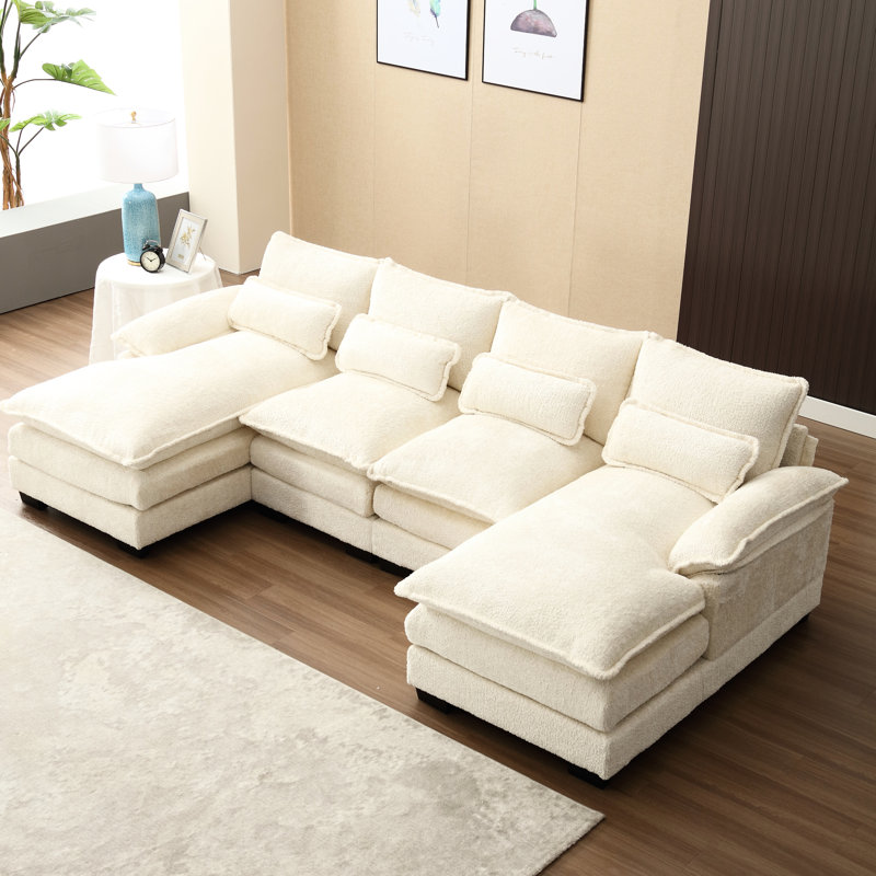 Canapé modulaire moderne en U en chenille spacieux, pour le confort du salon, tissu modulaire en forme de U, maison élégante