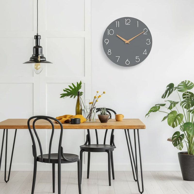 Wood Wall Clock, Grey
