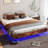 Cowen Floating Bed Frame with LED Lights Metal Slats Underbed Storage Space No Box Spring-76432950-133985343