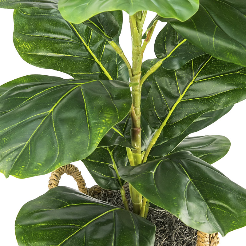 30'' Faux Fiddle Leaf Fig Tree in Wicker/Rattan Basket