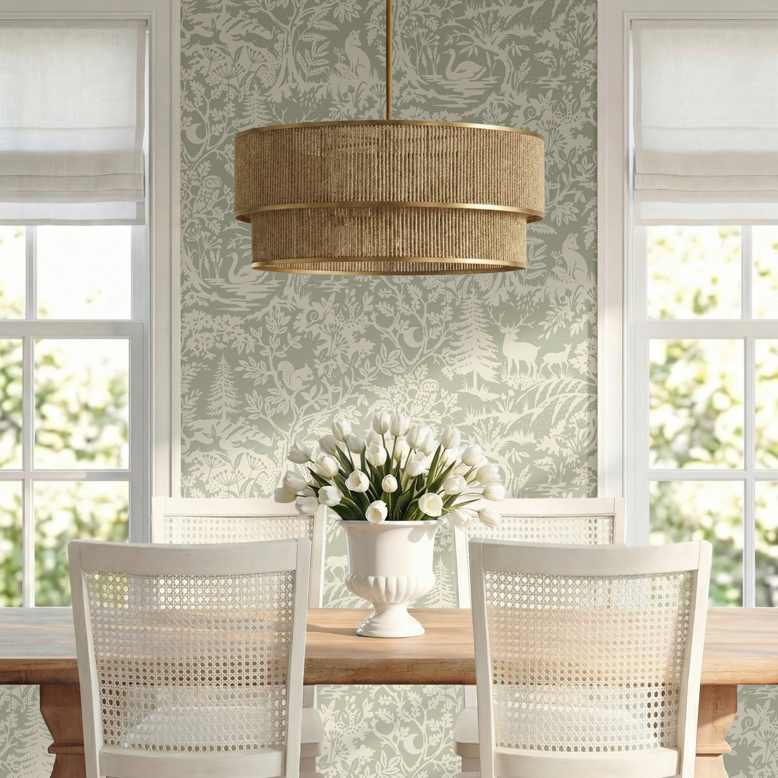 Han 6-Light Pendant In Warm Brass And Rope