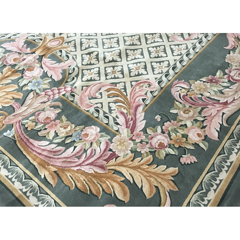 Tapis vert et vert noué à la main de haute qualité