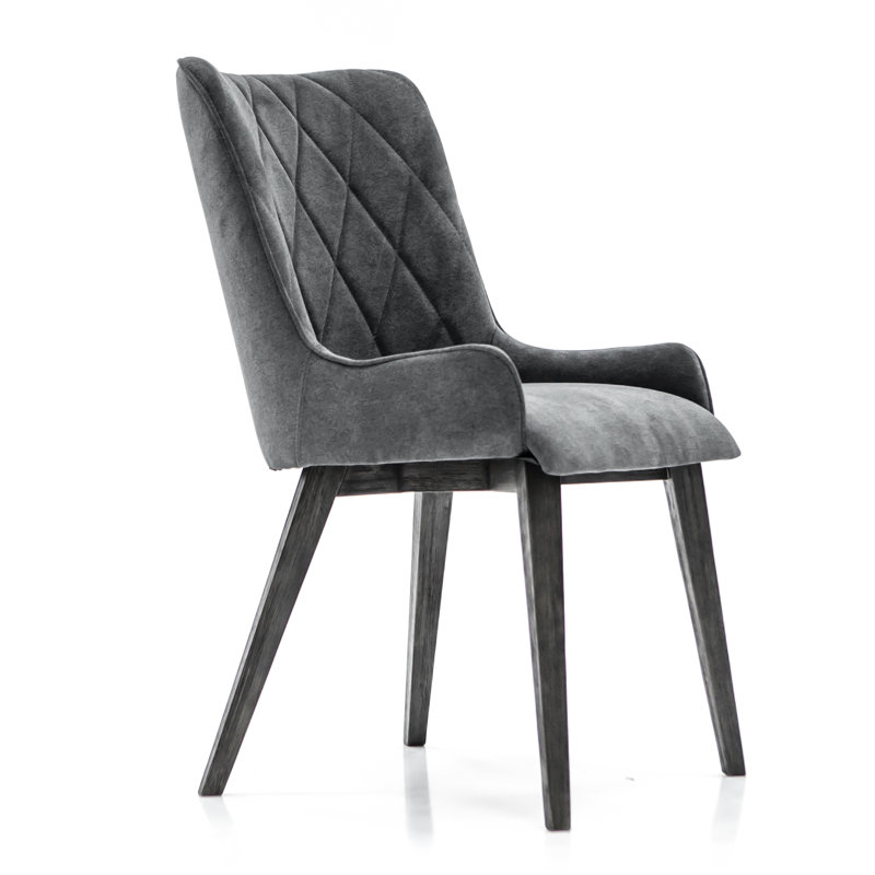 Naik 19'' H Upholstered Acacia Side Chair, Charcoal