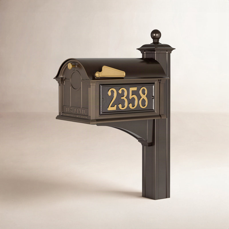 Balmoral Post Mounted Mailbox, Bronze, Yes