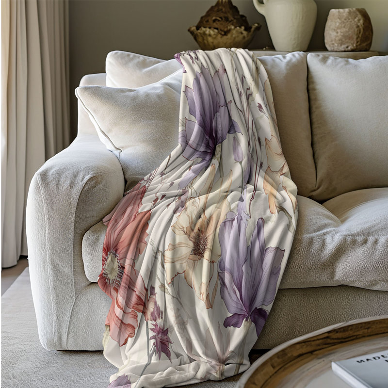 Wild Botanics - Couverture sherpa de qualité supérieure 1 pièce, Grand lit
