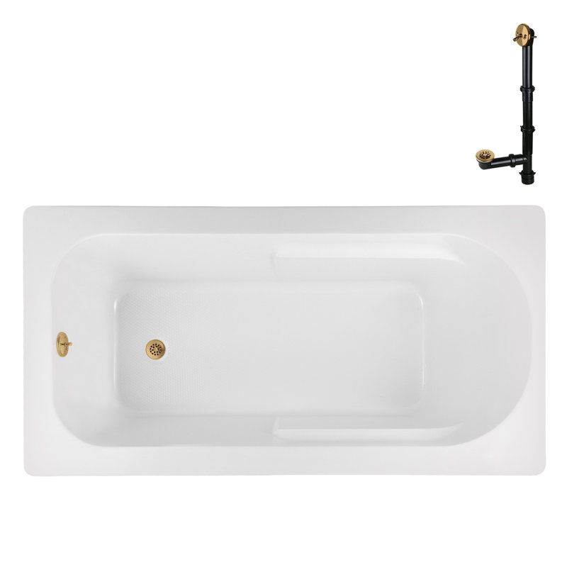Baignoire de trempage en acrylique 60 po x 32 po, drain inclus, Or brossé