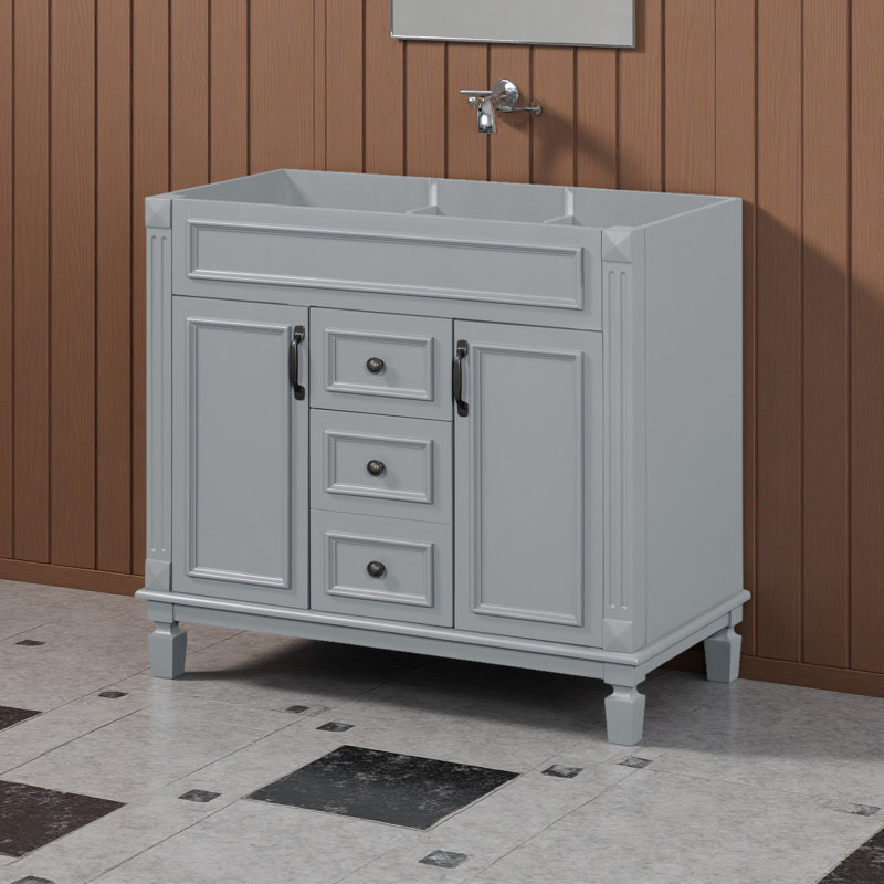 Meuble-lavabo 36 po sans lavabo supérieur, armoire seulement, armoire de rangement moderne avec 2 portes à fermeture douce et 2 tiroirs