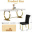 Ensemble de table de salle à manger 7 pièces Glam Gold avec 6 chaises en cuir noir et or-819436101-819436158-819436154