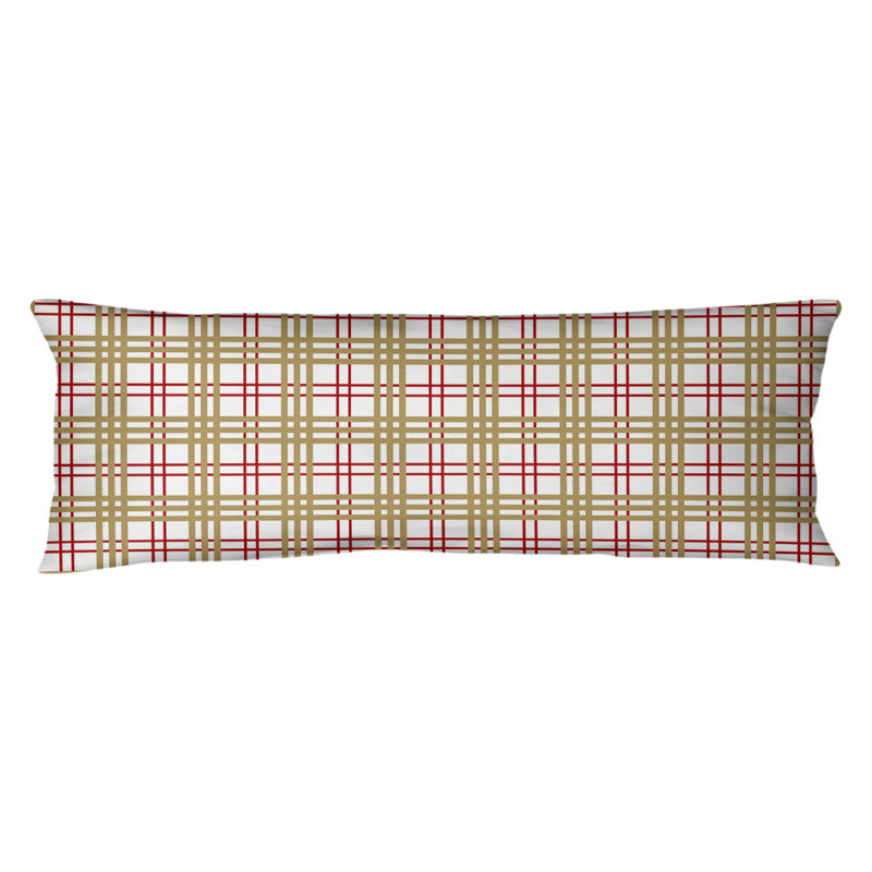 Polyester Medium Pillow, White/Red/Gold, Microfiber