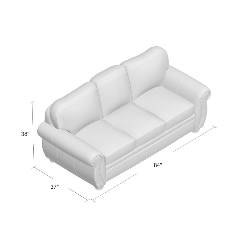 Finlea Upholstered 84 " Top Grain Leather Sofa